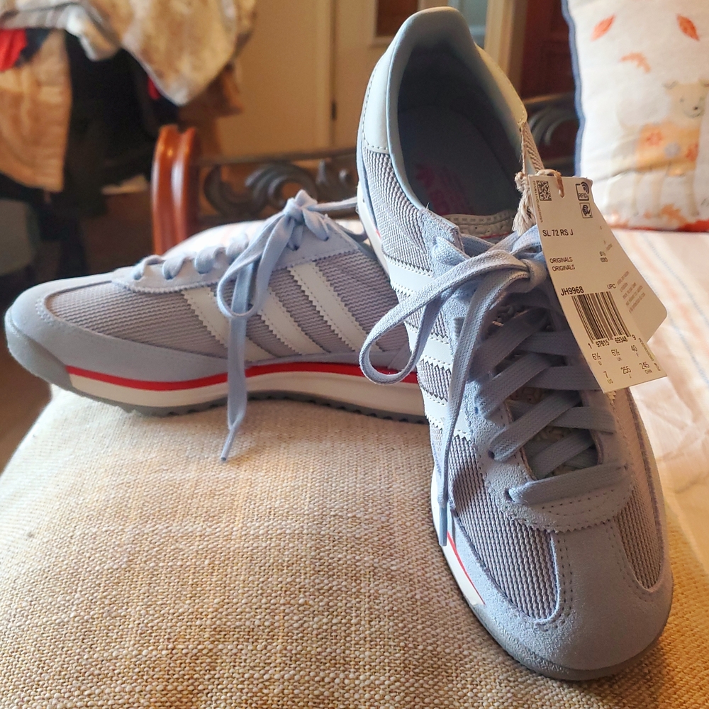 Adidas Womens Light Blue and White Sneakers NWT - Picture 2 of 9